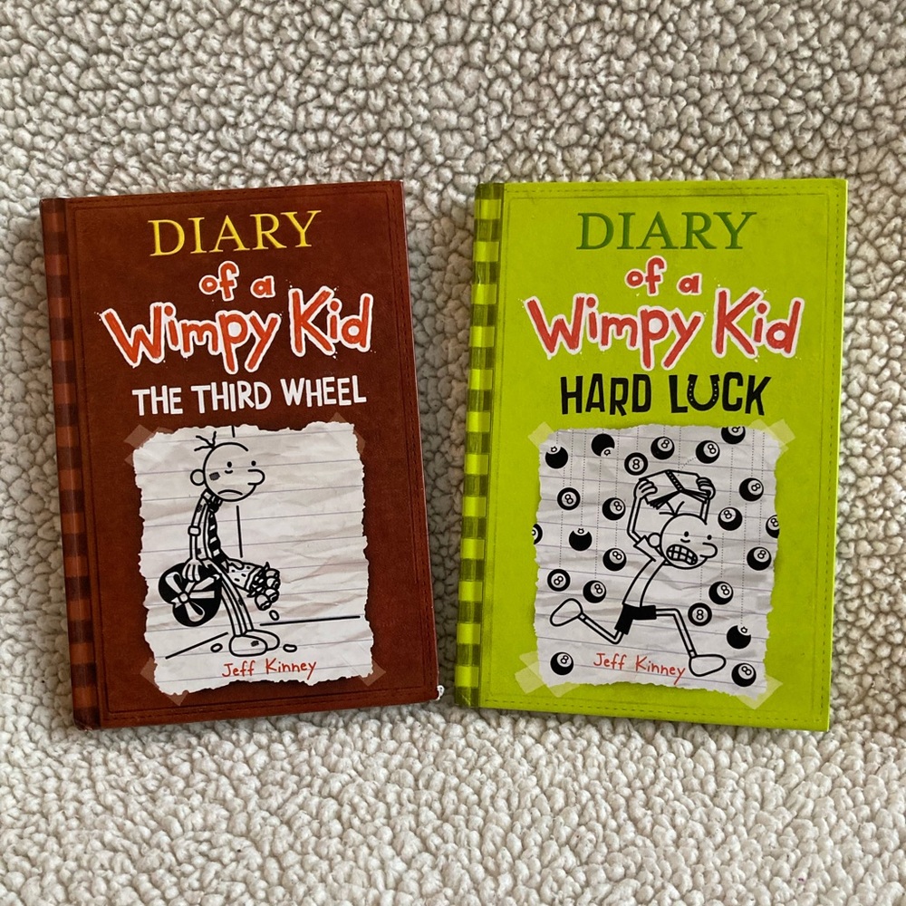 DIARY OF A WHIMPY KID: The Third Wheel (book 7) & Hard Luck (book 8) Hardcover.